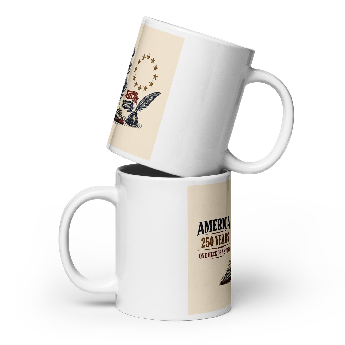 America, One Heck of a Story White glossy mug - Tom McHale's Practical Guides