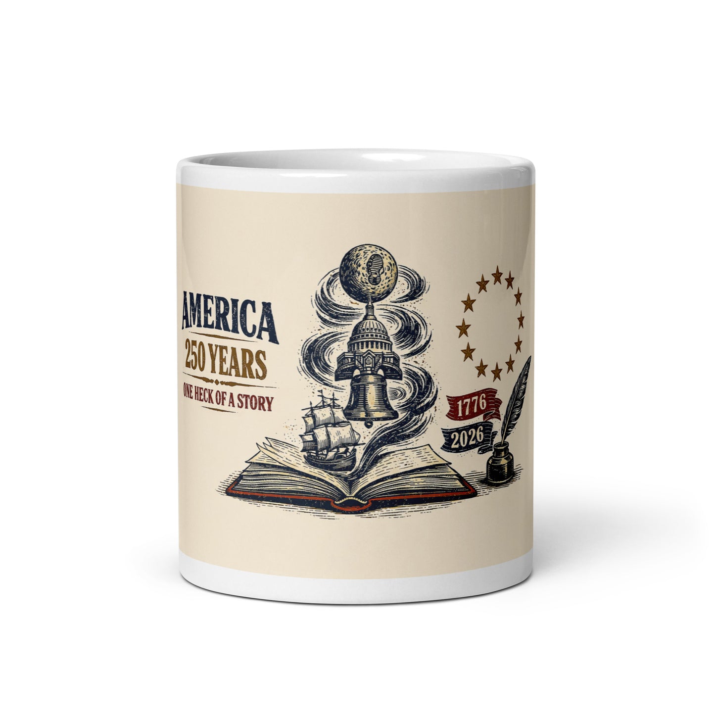 America, One Heck of a Story White glossy mug - Tom McHale's Practical Guides