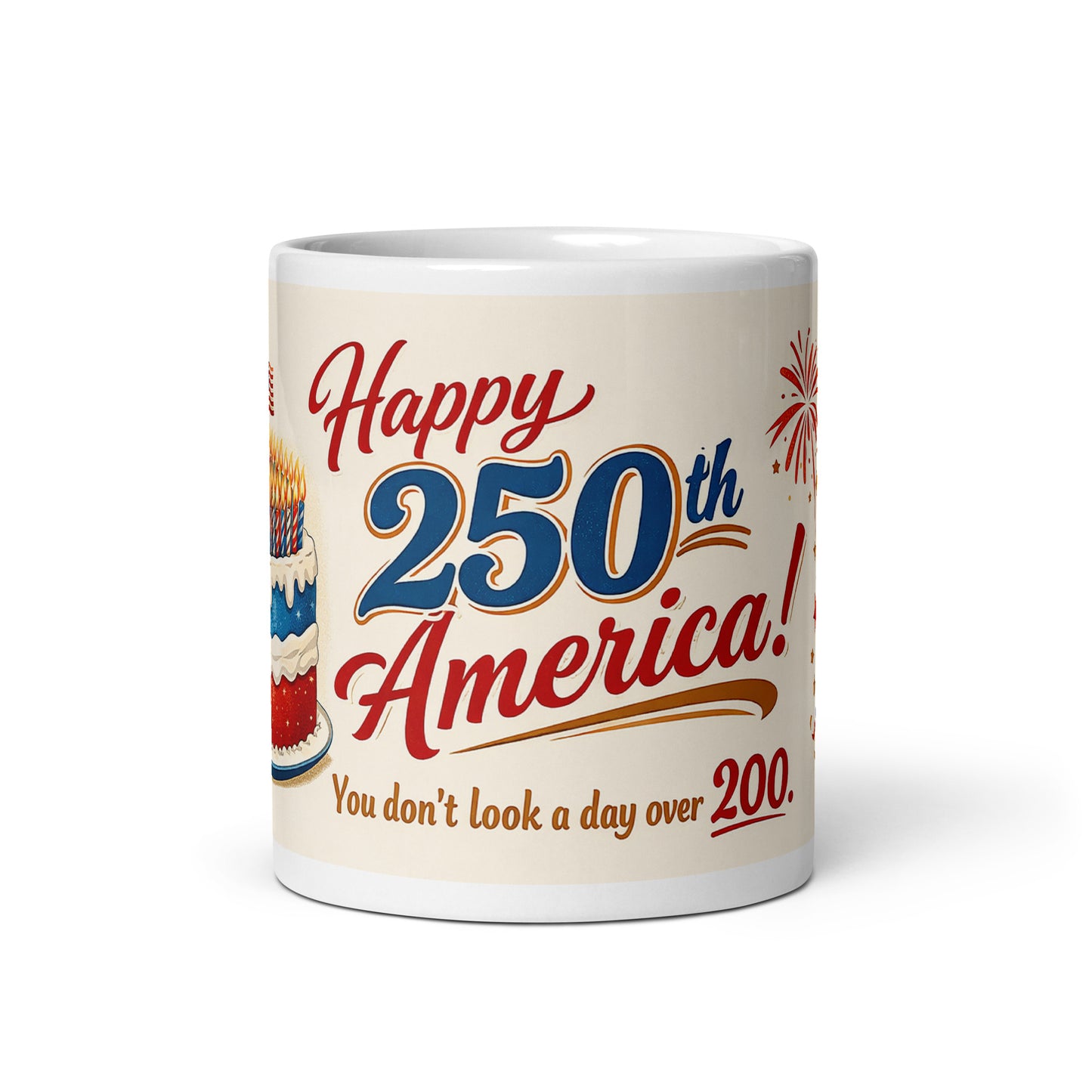 Happy 250th America White glossy mug - Tom McHale's Practical Guides