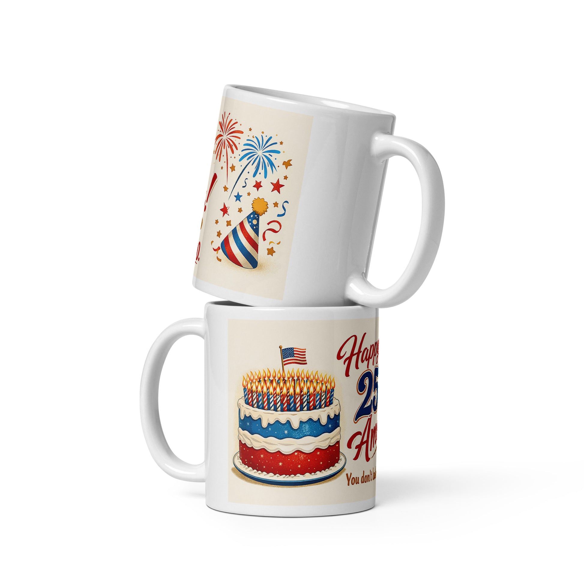Happy 250th America White glossy mug - Tom McHale's Practical Guides