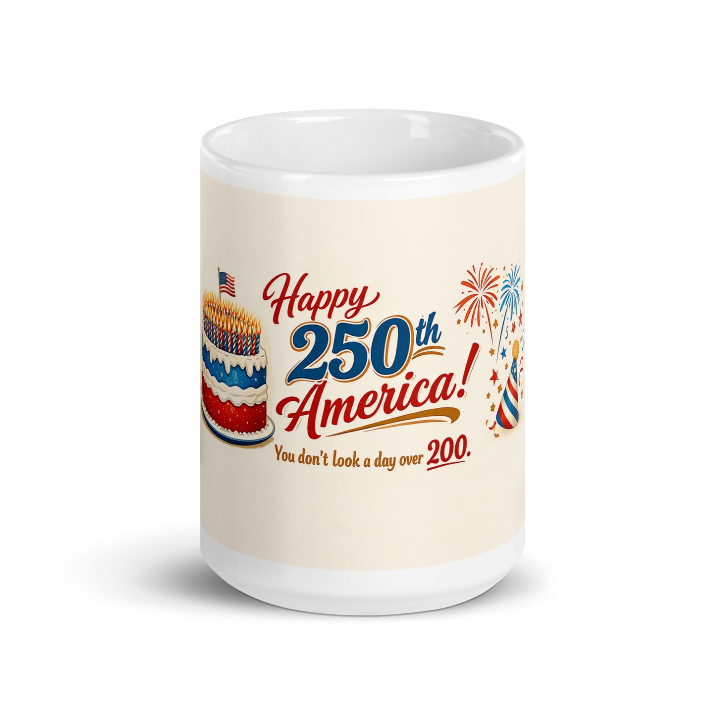 Happy 250th America White glossy mug - Tom McHale's Practical Guides