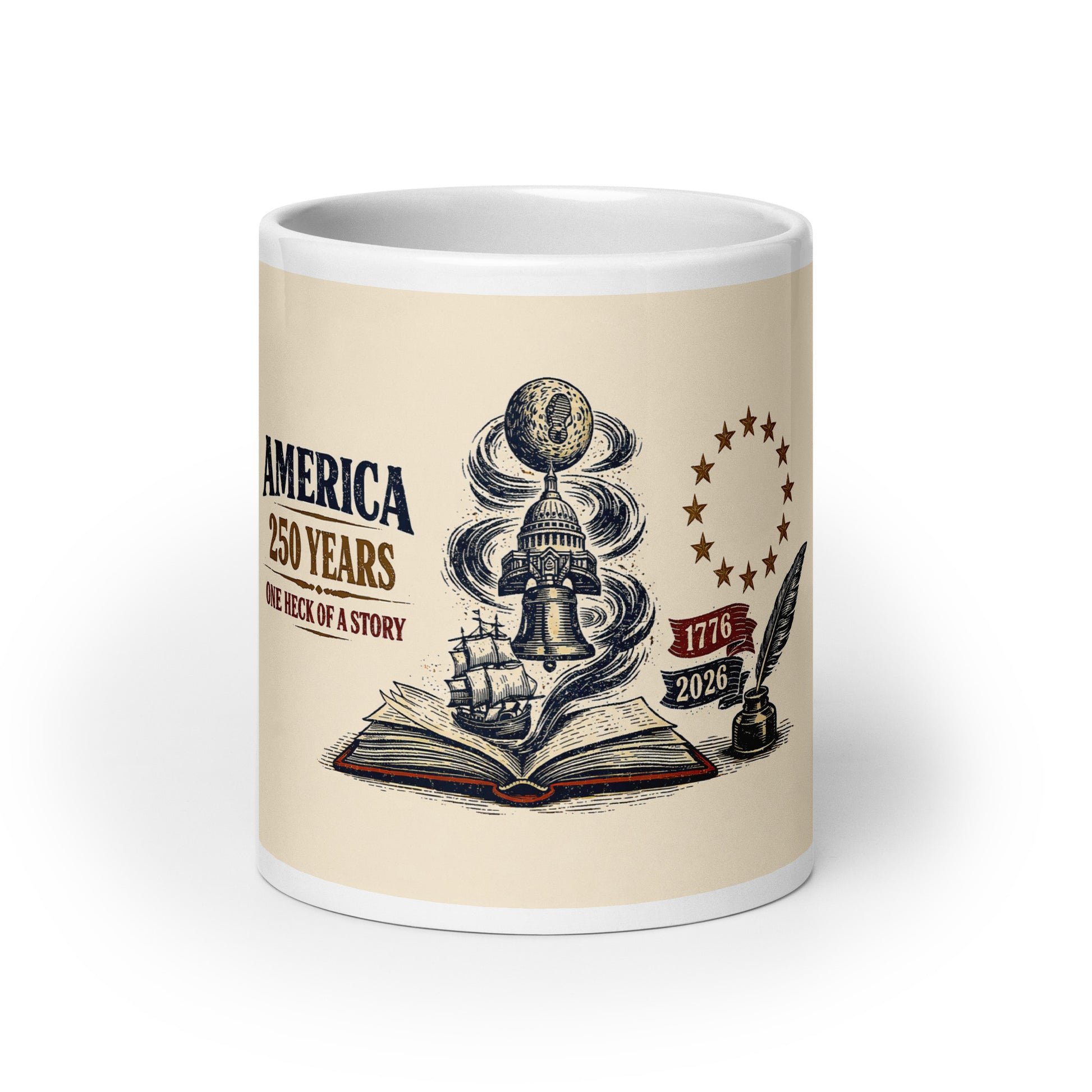 America, One Heck of a Story White glossy mug - Tom McHale's Practical Guides