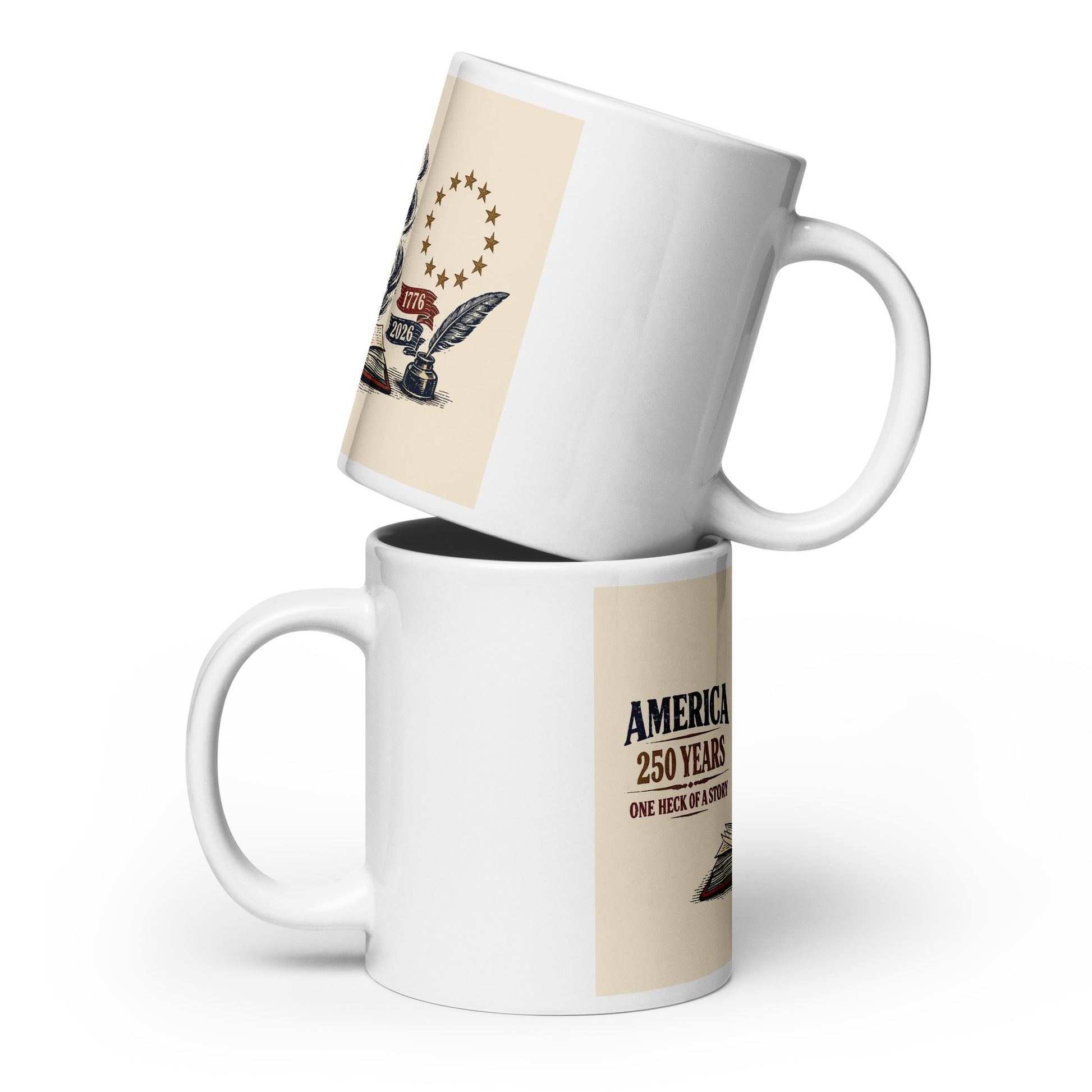 America, One Heck of a Story White glossy mug - Tom McHale's Practical Guides