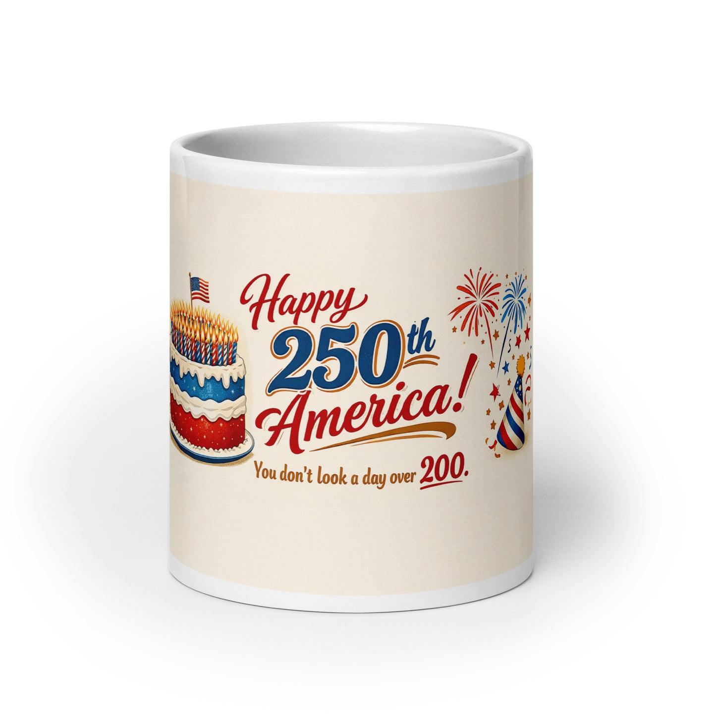 Happy 250th America White glossy mug - Tom McHale's Practical Guides